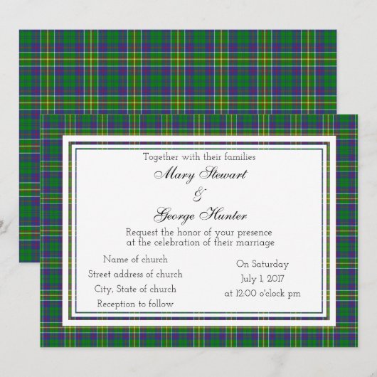 Hunter Scottish Wedding Invitation Kaart (Voorkant / Achterkant)