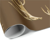 Hunter Theme Deer Antlers Dark Brown Gift Wrap Cadeaupapier (Rol Hoek)