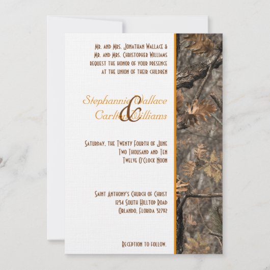 Hunter's Camo Chic Wedding Invitation Kaart (Voorkant)