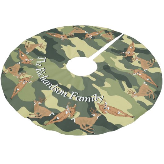 Hunters Deer en Camo JOUW NAAM Tree Skirt Kerstboom Rok (Gekanteld)