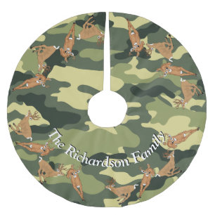 Hunters Deer en Camo JOUW NAAM Tree Skirt Kerstboom Rok