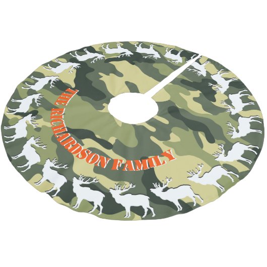 Hunters Elk en Camo JOUW NAAM Tree Skirt Kerstboom Rok (Gekanteld)