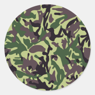 Hunters Green Camo Pattern Ronde Sticker