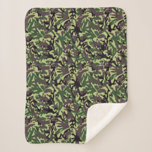 Hunters Green Camo Pattern Sherpa Deken