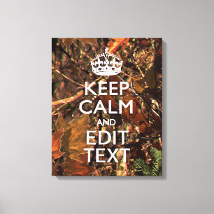 Hunters Herfst Camouflage Keep Calm Jouw tekst Canvas Afdruk