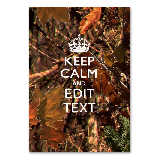 Hunters Herfst Camouflage Keep Calm Jouw tekst Kaart (Voorkant)