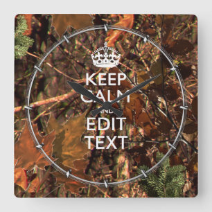 Hunters Herfst Camouflage Keep Calm Jouw tekst Vierkante Klok