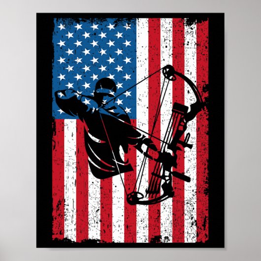 Hunting Archer Amerikaanse vlag Bowhunting Bowhunt Poster (Voorkant)