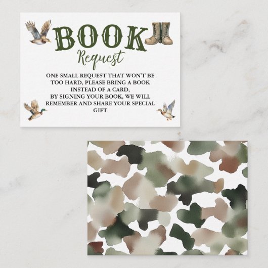Hunting Boy Baby Shower Book Request Informatiekaartje (Voorkant / Achterkant)