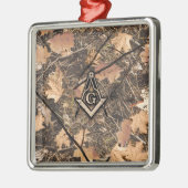 Hunting Camouflage Square Compass Metalen Ornament (Links)