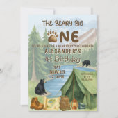 Hunting Camping Beary First Boy 1st Birthday Kaart (Voorkant)
