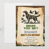Hunting Dog Birthday Invitation Kaart (Voorkant / Achterkant)