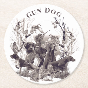 Hunting dogs, Pistool honden, jachtseizoen Ronde Kartonnen Onderzetter