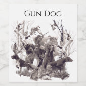 Hunting dogs, Pistool honden, jachtseizoen Wijn Etiket (Enkel label)