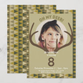 Hunting Modern Camo Deer Birthday Invitation Kaart (Voorkant / Achterkant)