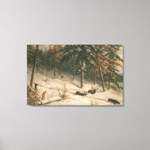 Hunting Moose Canvas Afdruk