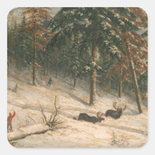 Hunting Moose Vierkante Sticker