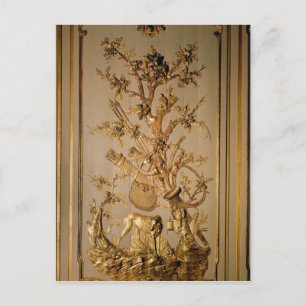 Hunting scène, houtpaneling uit eetkamer briefkaart