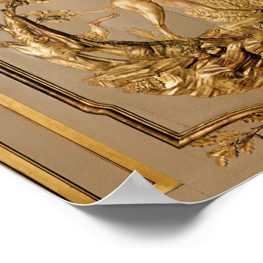 Hunting scène, houtpaneling uit eetkamer poster (Hoek)