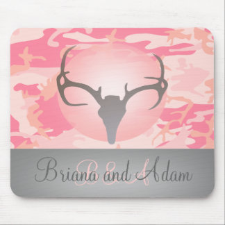 Hunting Theme Antlers en Pink Camo Mousepad Muismat