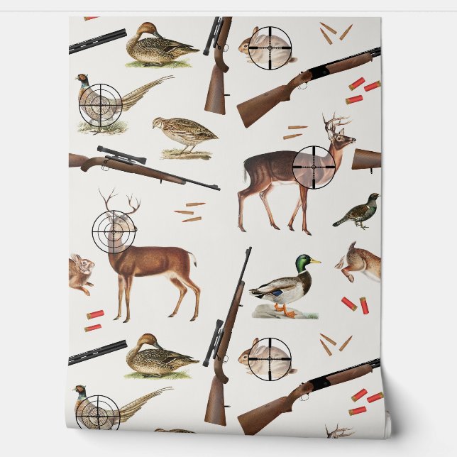 Hunting Wildlife Outdoorsman Pattern Mancave Behang (Afrollen)