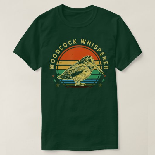 Hunting Woodcock vogelretro sunset grappig whisper T-shirt (Design voorkant)