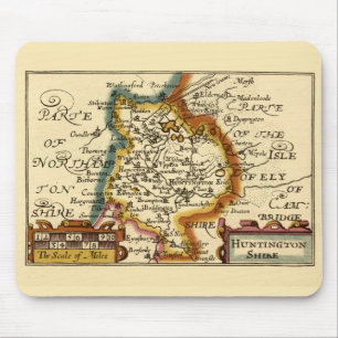 Huntingdonshire County Engeland Oude antiquarische Muismat