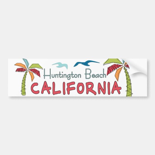 Huntington Beach California palms Bumpersticker (Voorkant)