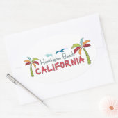 Huntington Beach California palms Ovale Sticker (Envelop)