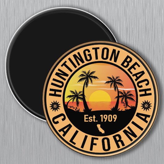 Huntington Beach California Retro Sunset Souvenirs Magneet