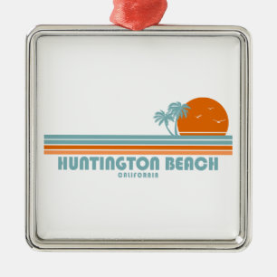 Huntington Beach California Sun Palm Trees Metalen Ornament