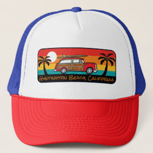 Huntington Beach, California Woody Trucker Hat Trucker Pet