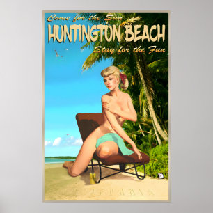 Huntington Beach Californië Retro Reisposter Poster