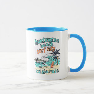 Huntington Beach Californië Retro Surfer Golf Mok