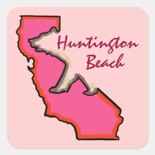 Huntington Beach Californië roze staat stickers