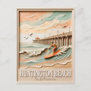 Huntington Beach Californië Textuur Surfer Surfen Briefkaart