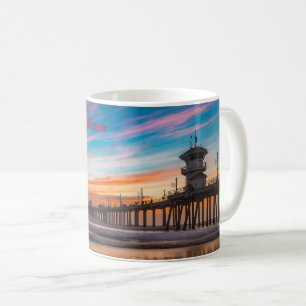 Huntington Beach Pier bij zonsondergang Koffiemok