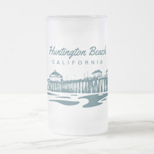 Huntington Beach Pier, CA - aangepaste illustratie Matglas Bierpul