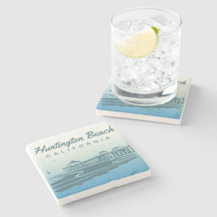 Huntington Beach Pier, Californië - Aangepast ont Stenen Onderzetter