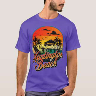 Huntington Beach Pier Sunset Surfboard Sur T-shirt