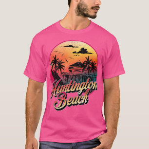 Huntington Beach Pier Sunset Surfboard Sur T-shirt