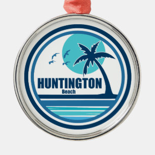 Huntington Beach South Carolina Palmboom Vogels Metalen Ornament