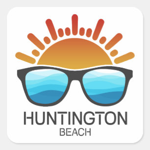 Huntington Beach South Carolina Zonnebril Vierkante Sticker