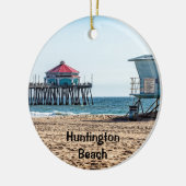 Huntington Beach Sunset & Pier Holiday Ornament (Links)