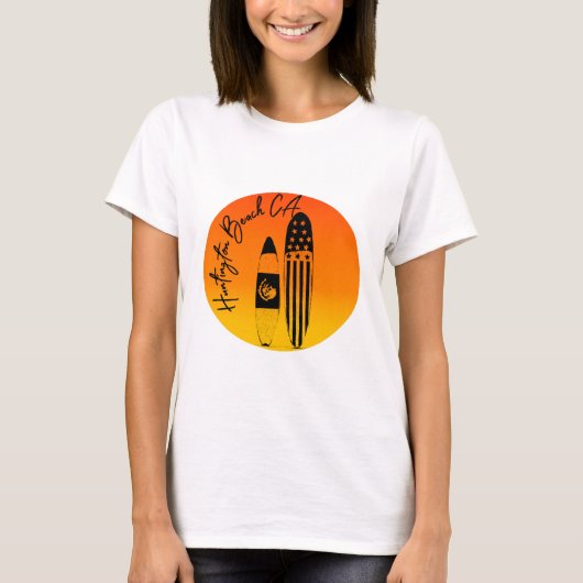 "Huntington Beach Surfboards and Zonsondergangen" T-shirt (Voorkant)