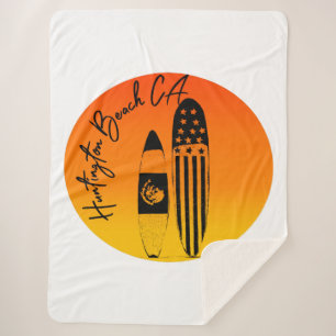 Huntington Beach Surfboards en Zonsondergangen Sherpa Deken