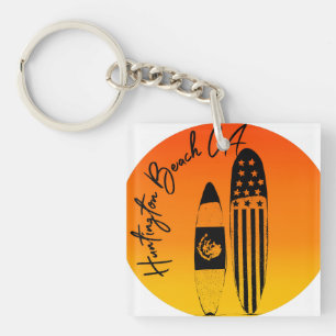 Huntington Beach Surfplanken en zonsondergangen Sleutelhanger