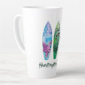 Huntington Beach Watercolor Surfboards Latte Mug (Angle gauche)