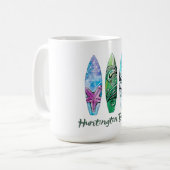 Huntington Beach Waterverf Surfboards Koffiemok (Voorkant links)
