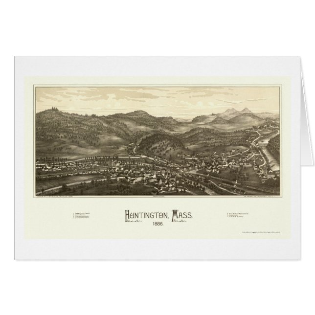 Huntington, carte panoramique de mA - 1886 (Devant horizontal)